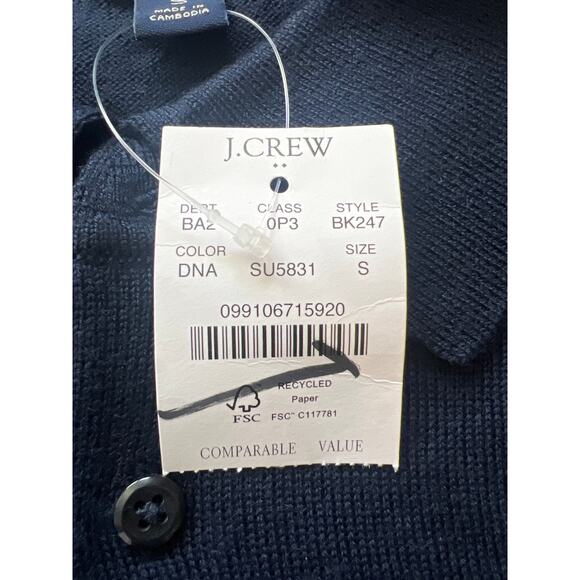 J.Crew Merino Wool Blend Sweater Polo Navy Small NWT - Picture 5 of 9
